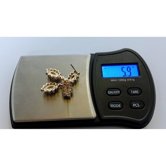 Prime Art & Jewel Designer Gold over Sterling Silver CZ Dangle Earrings 1.5 in - Picture 6 of 10